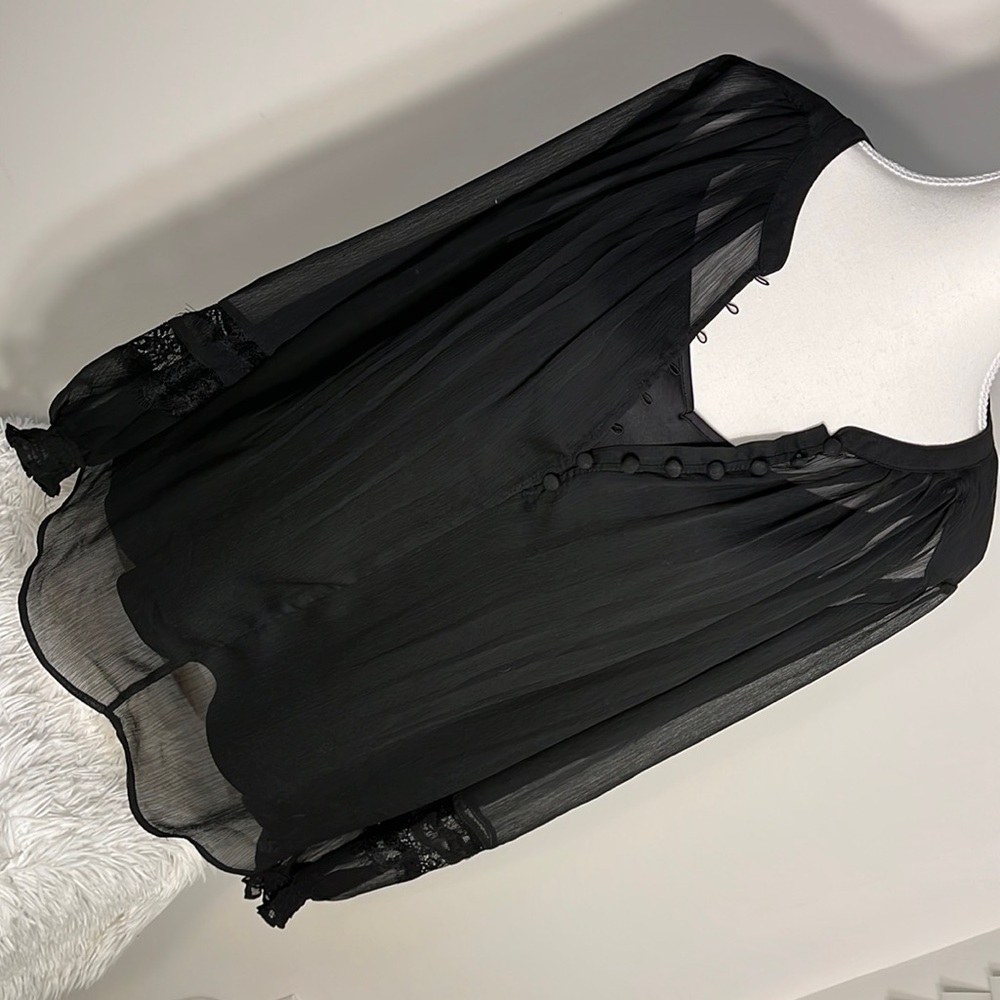 Black, see-through blouse with tank top